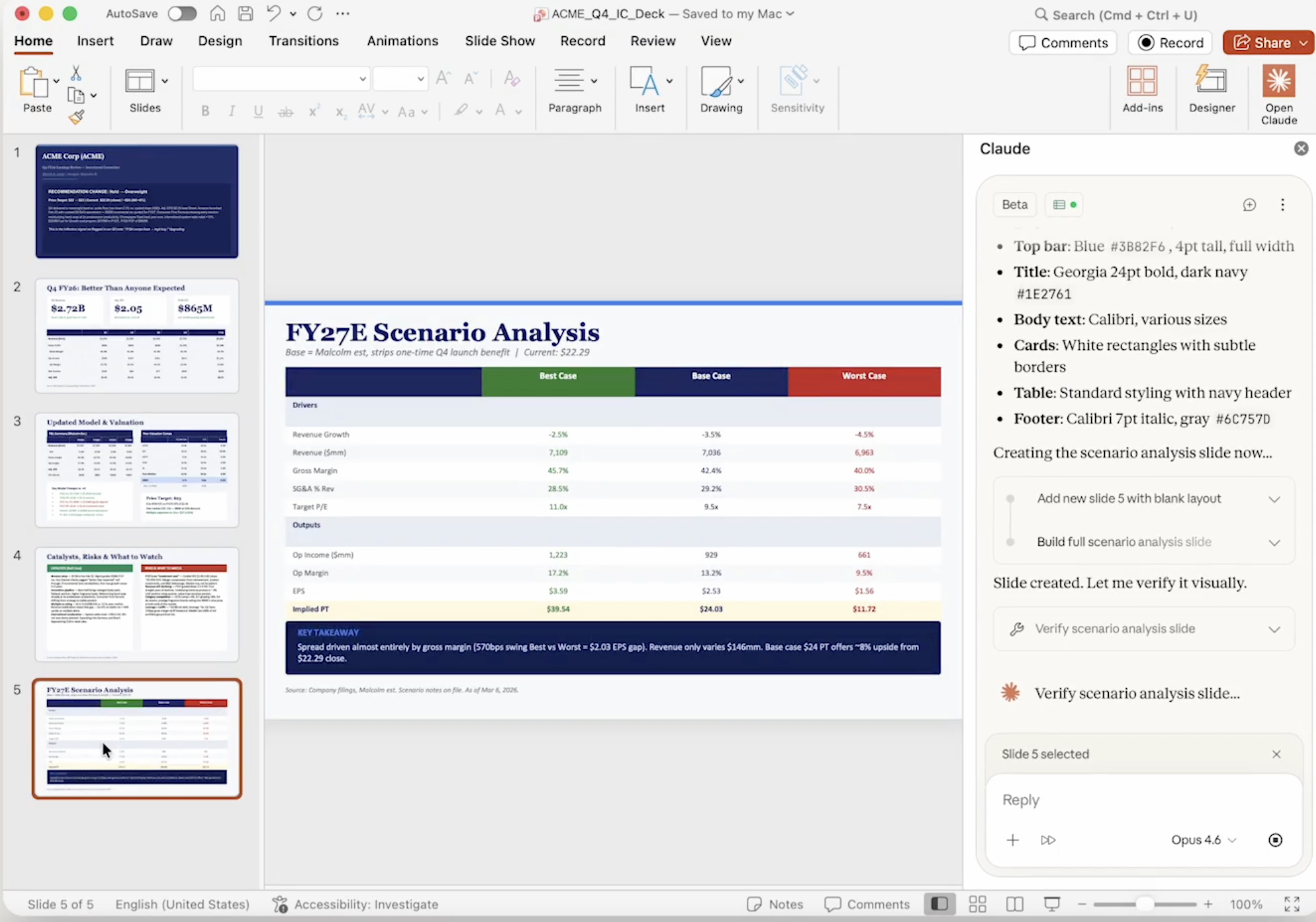Claude for Excel and PowerPoint workflow